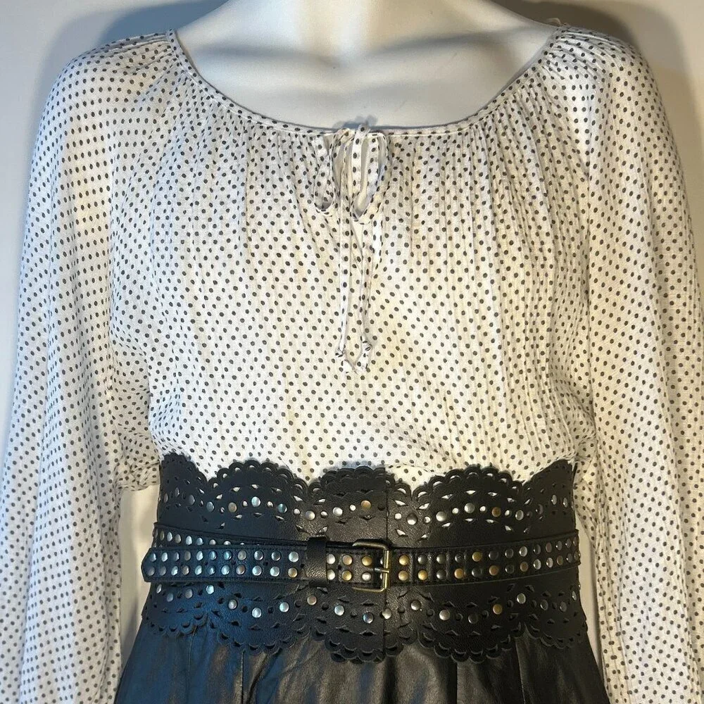 Venus SZM W Black Laser Cut Studded Belt Bohemian Festival Artsy Western Goth